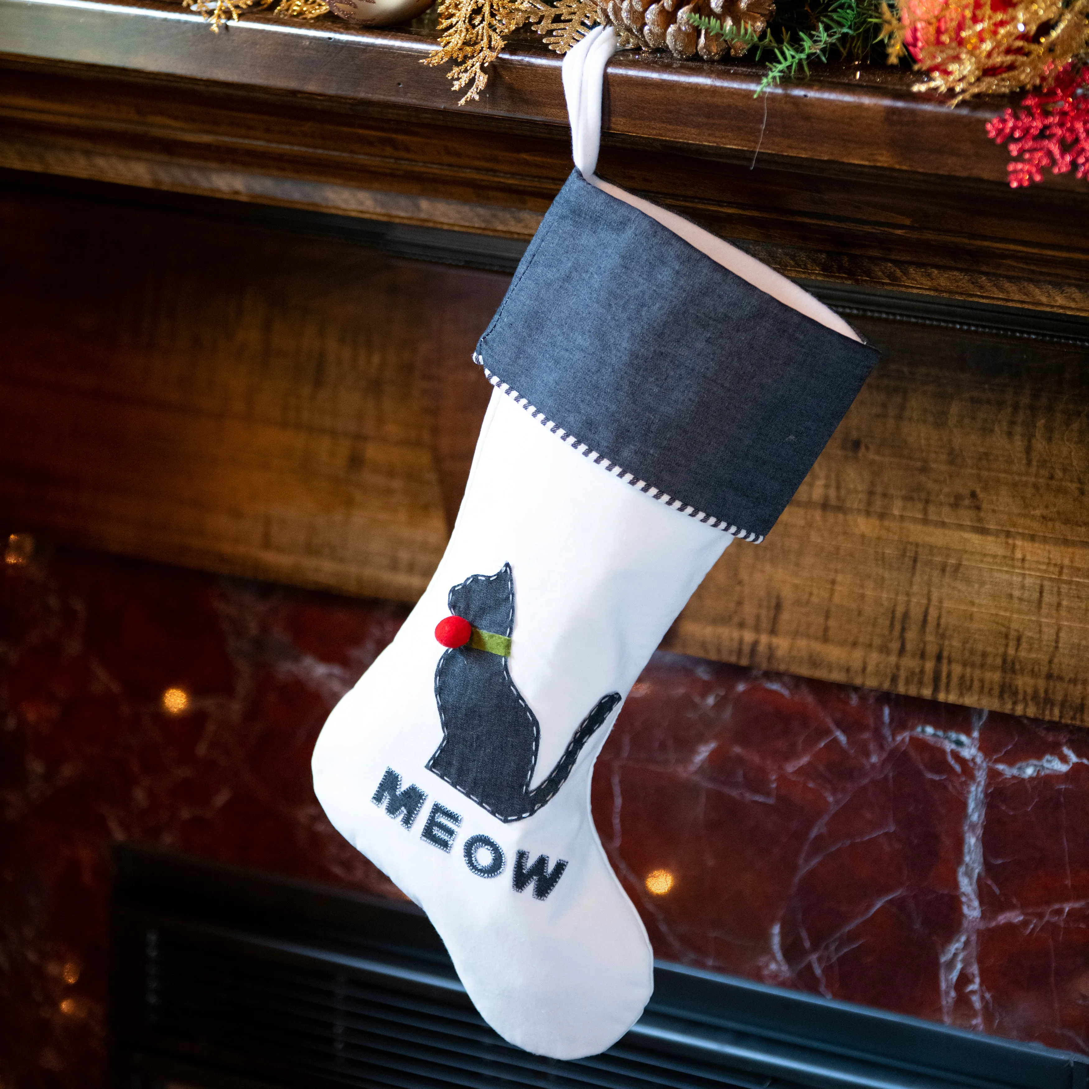 Our 'Meow' Stocking With Christmas Collar