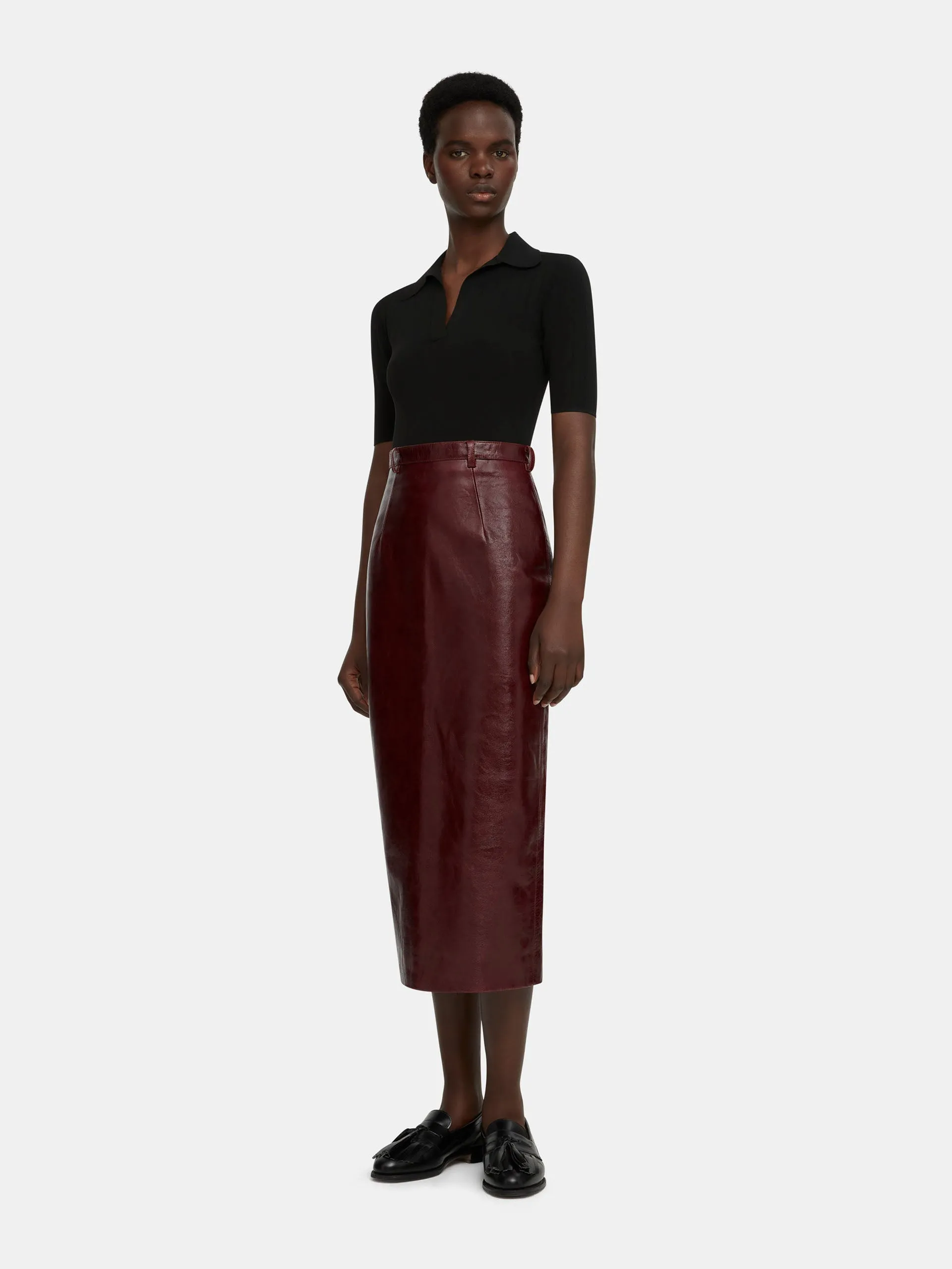 Oxblood leather Lorelei skirt