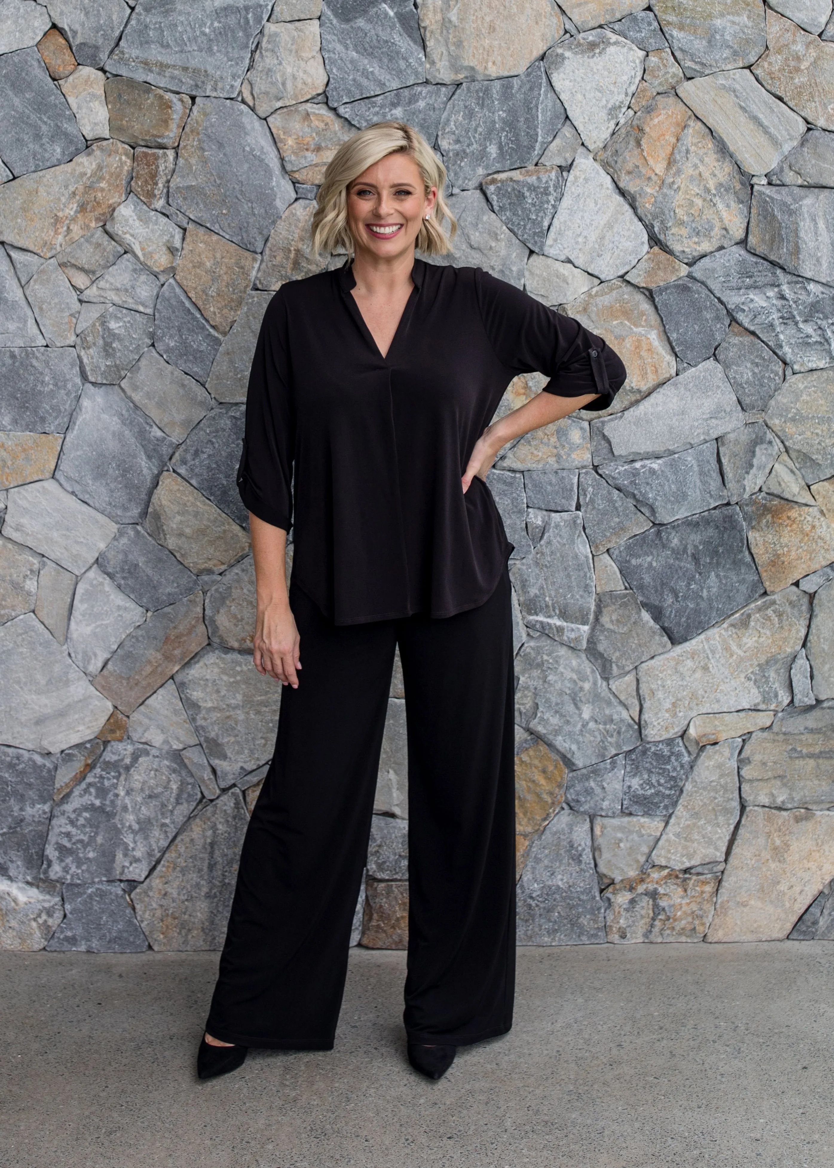 Paltrow jersey wide leg pant in Black