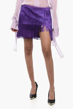 Pinko Fringed Miniskirt with Side Slit