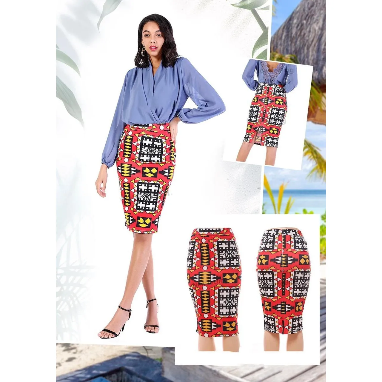 Print Pencil Skirt 