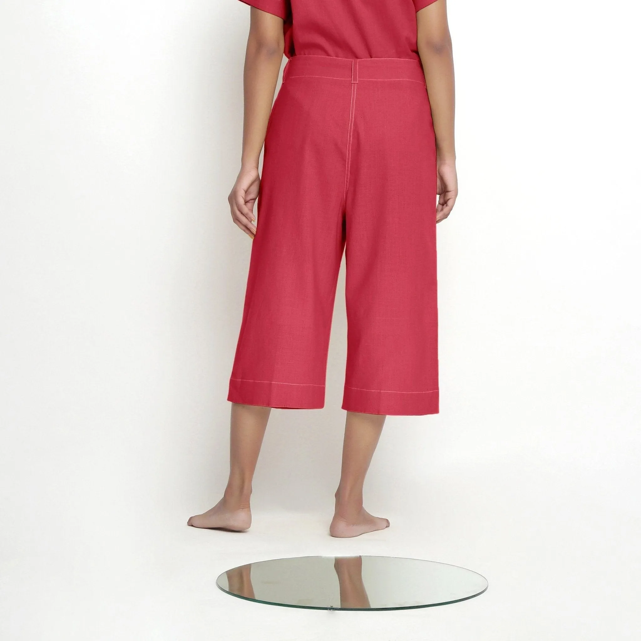 Red Vegetable Dyed Handspun Cotton Mid-Rise Culottes