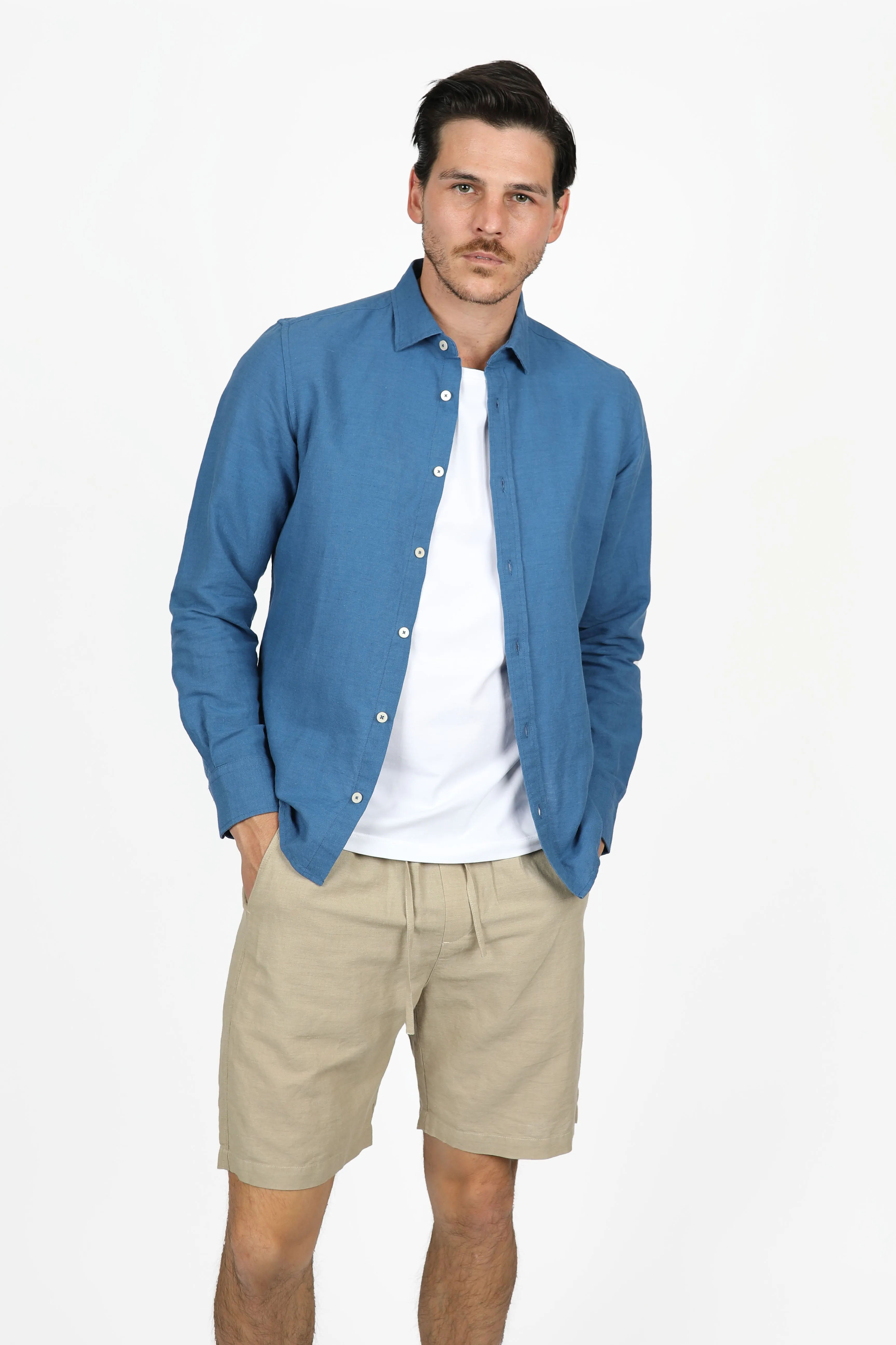 Relaxed Fit French Blue Linen Shirt