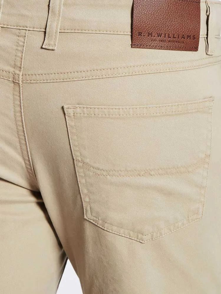 RM WILLIAMS Chinos - Men's Linesman Drill Cotton Slim-Fit - Buckskin