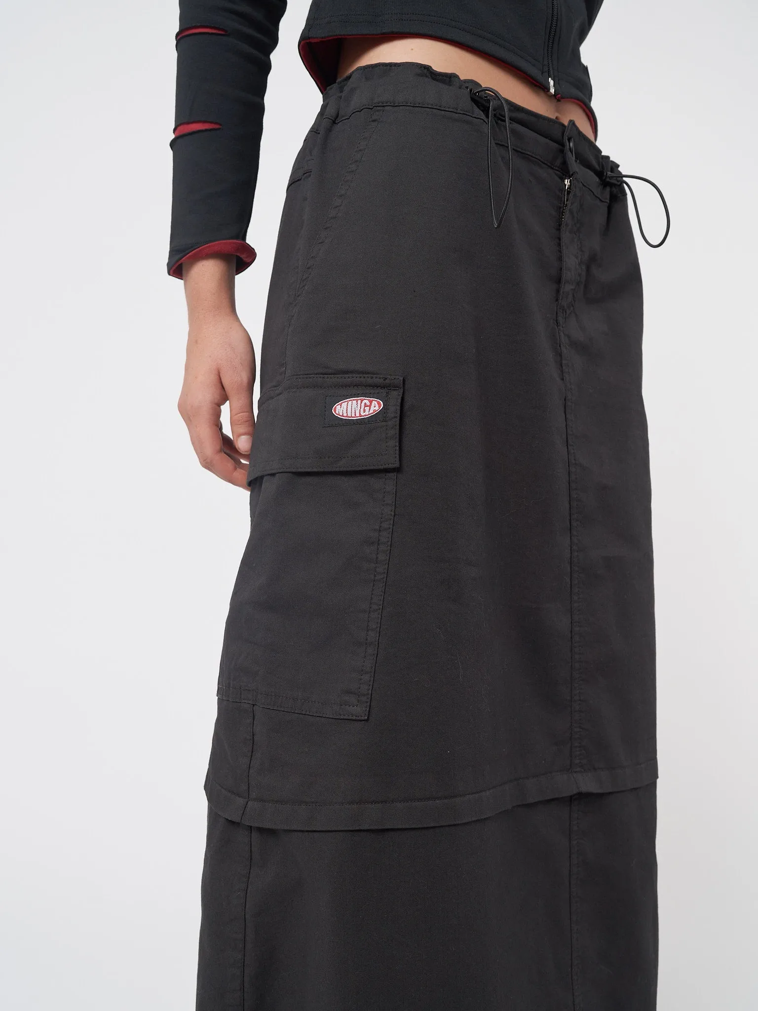 Ruby Black Maxi Tech Cargo Skirt