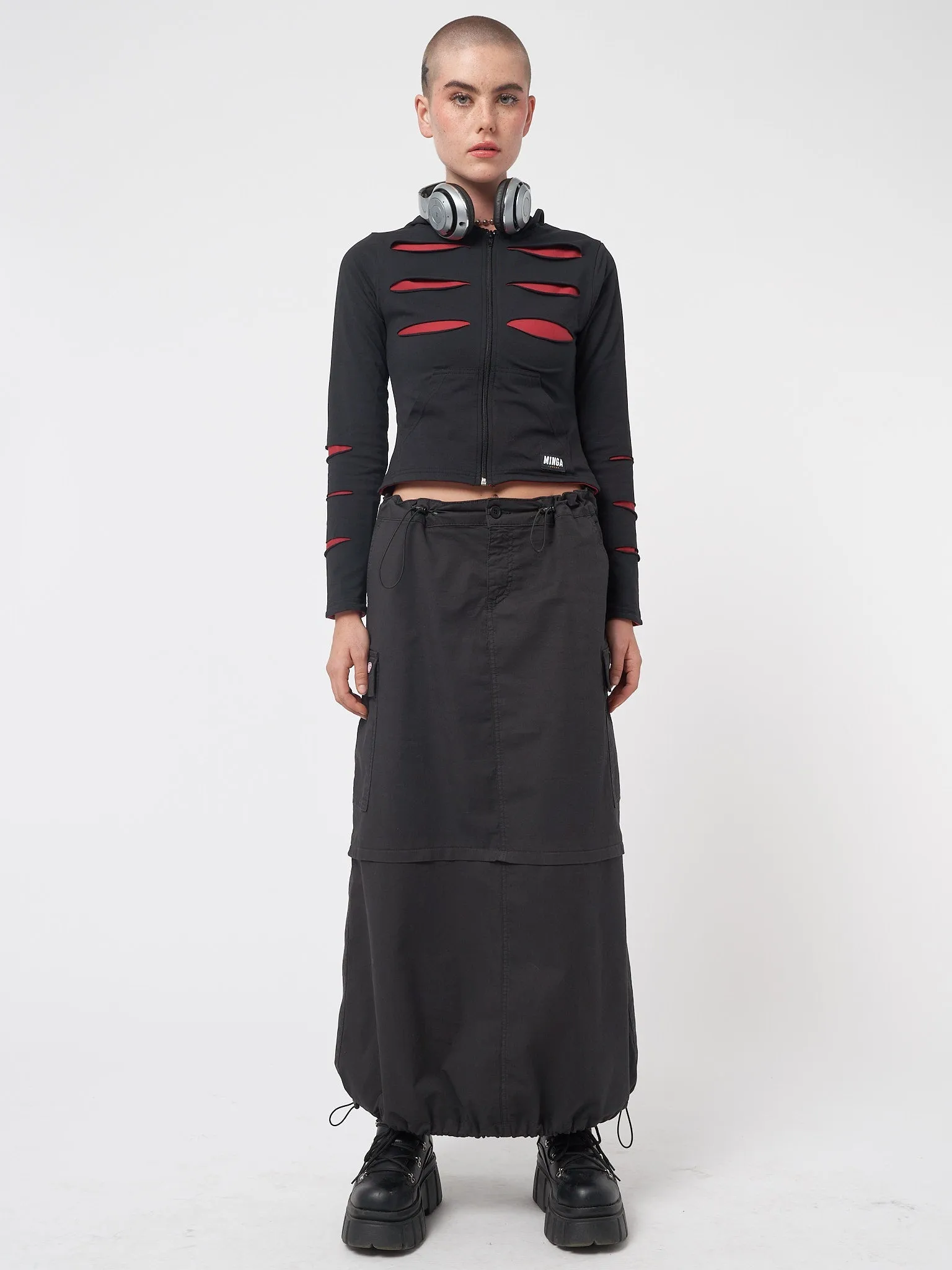 Ruby Black Maxi Tech Cargo Skirt