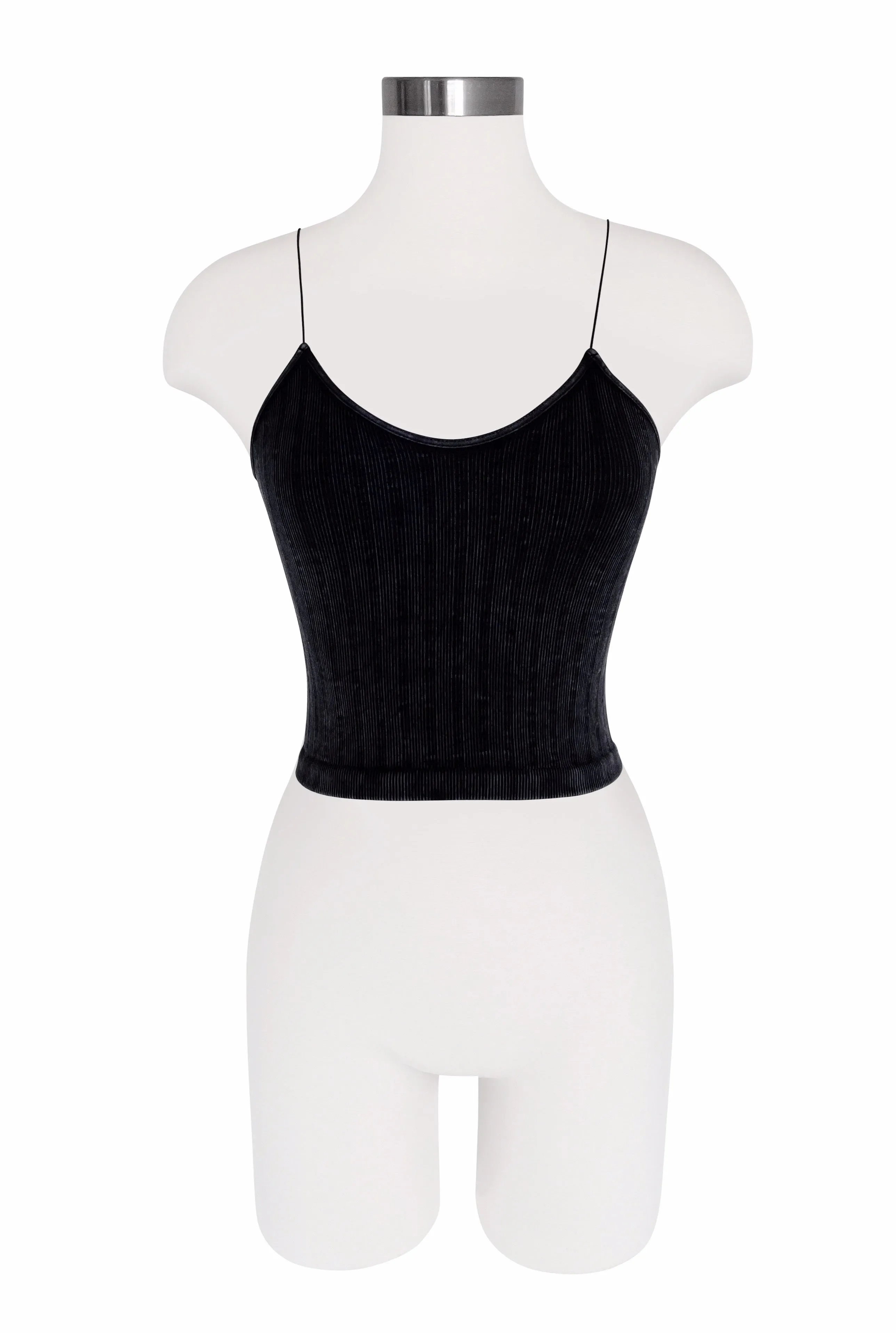 Seamless String Strap Tank - Vintage Wash - Charcoal