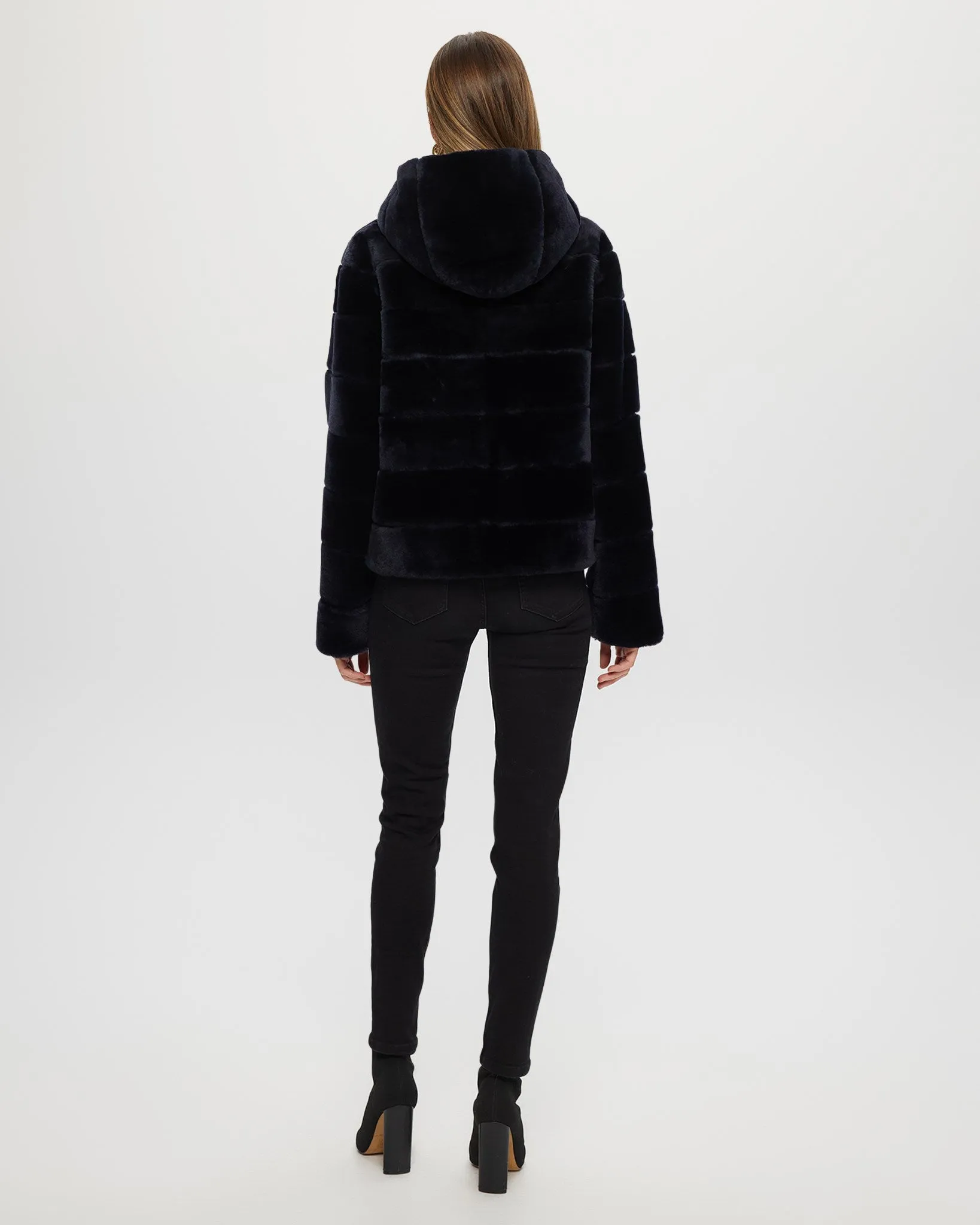 Select Shearling Lamb Zip Jacket with Hood