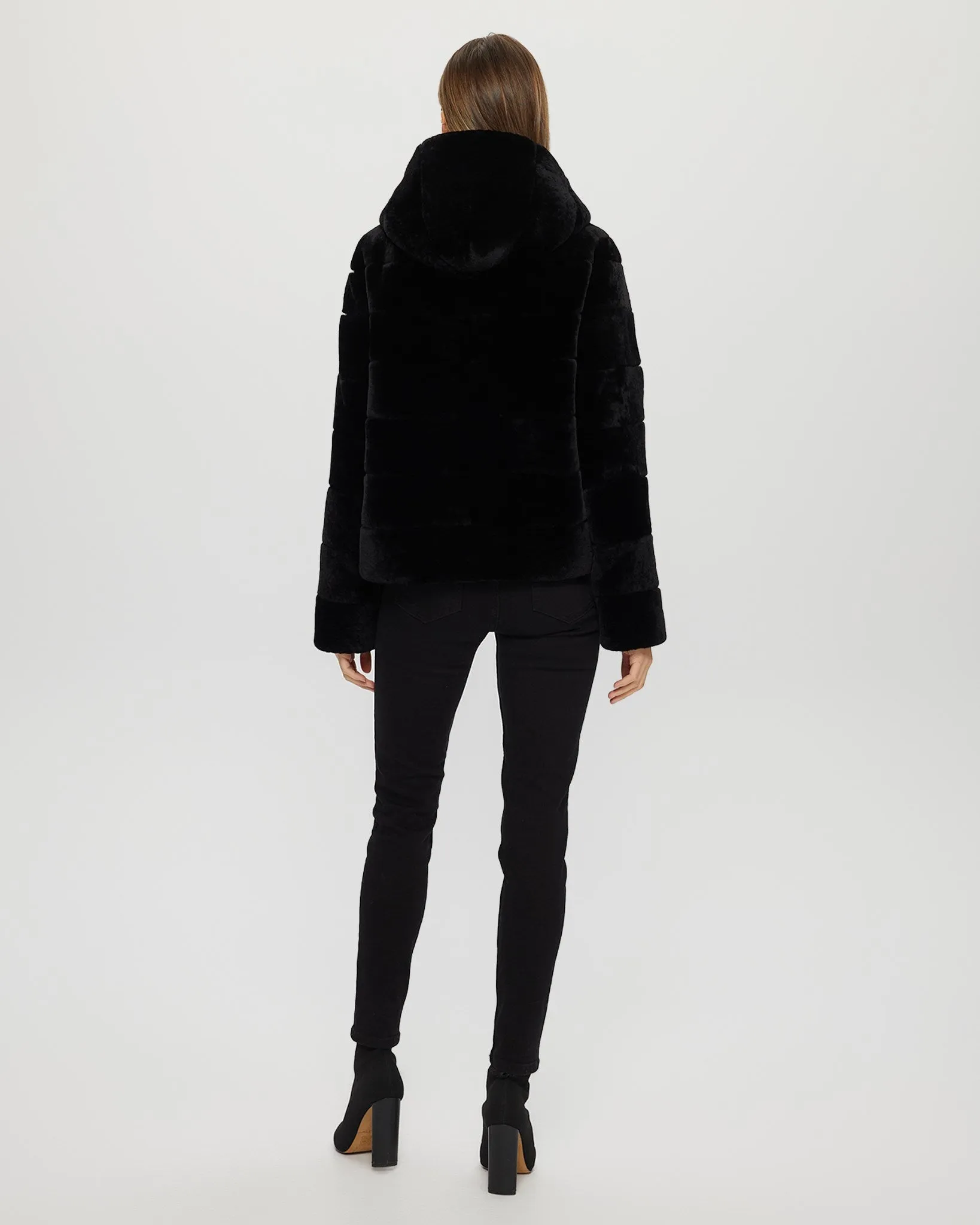 Select Shearling Lamb Zip Jacket with Hood