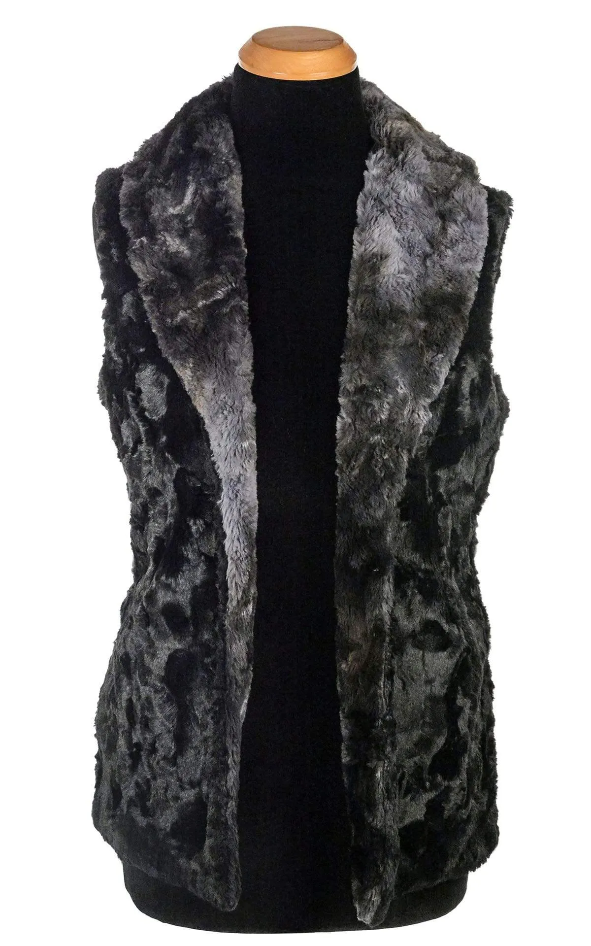 Shawl Collar Vest - Luxury Faux Fur in Highland in Skye with Assorted Faux Fur