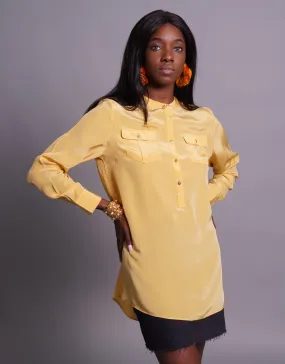 Silk Blouse with Pockets in Yellow