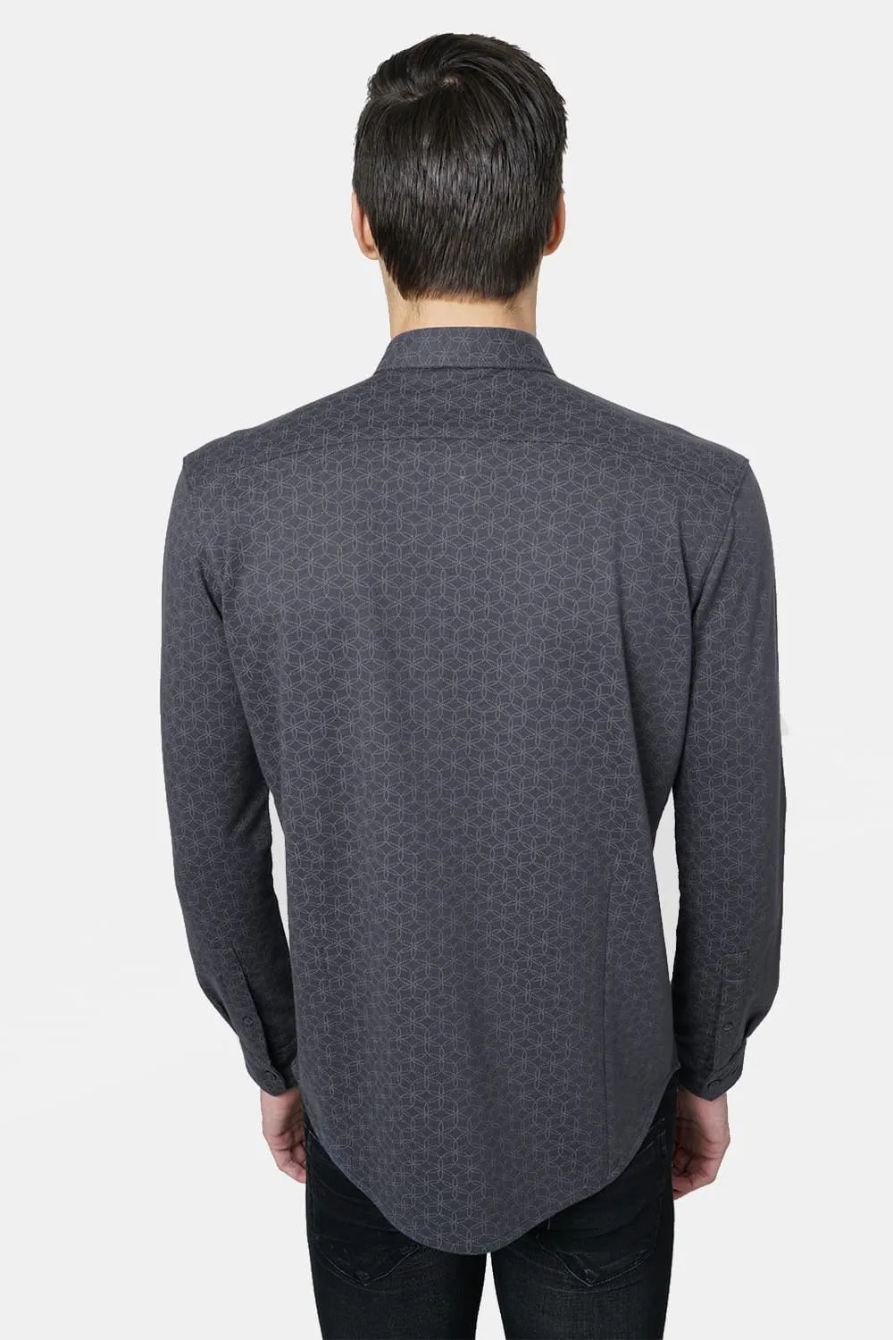 Slim Fit Printed Knitted Shirt