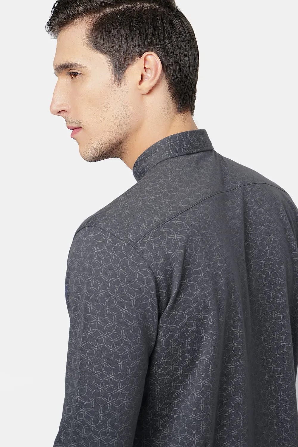 Slim Fit Printed Knitted Shirt