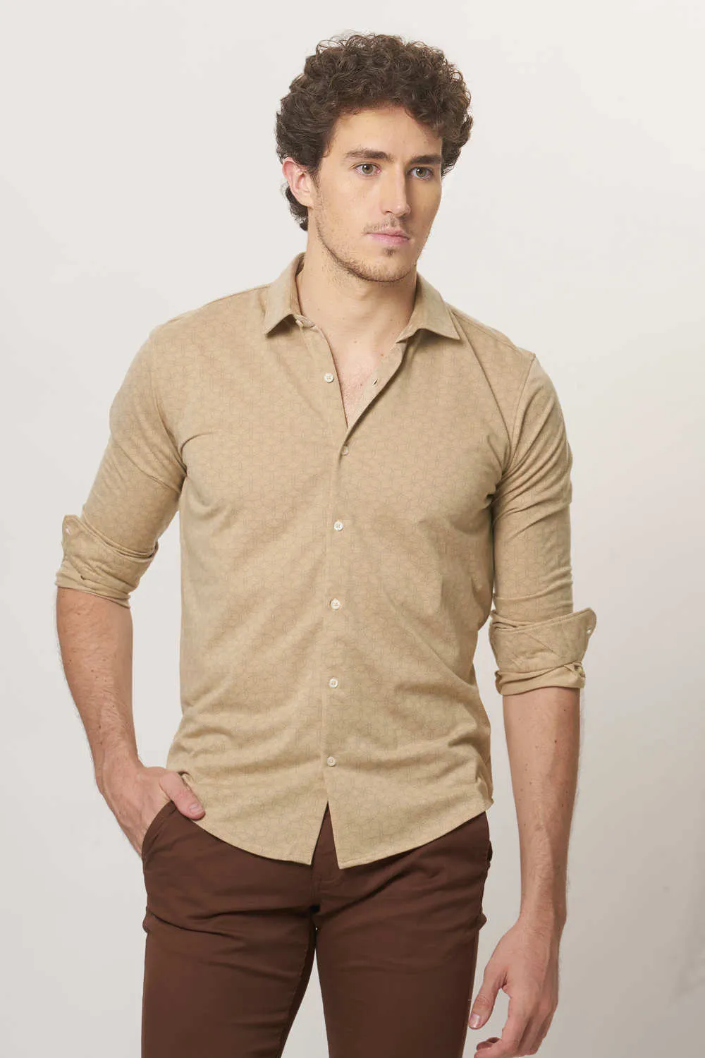 Slim Fit Printed Knitted Shirt