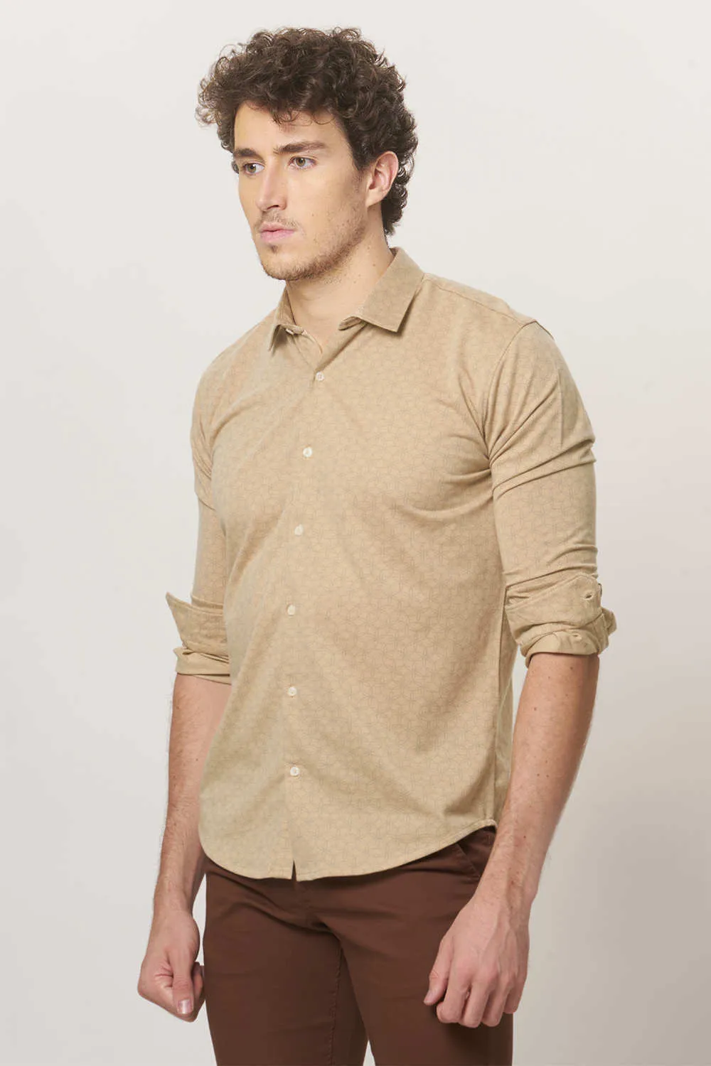 Slim Fit Printed Knitted Shirt