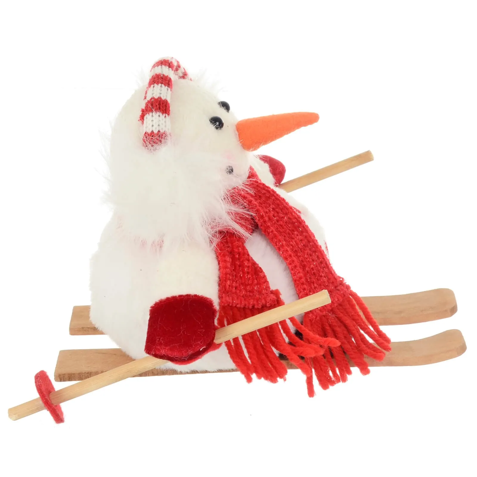 Snowman On Skis Novelty Christmas Decoration Red White 20cm