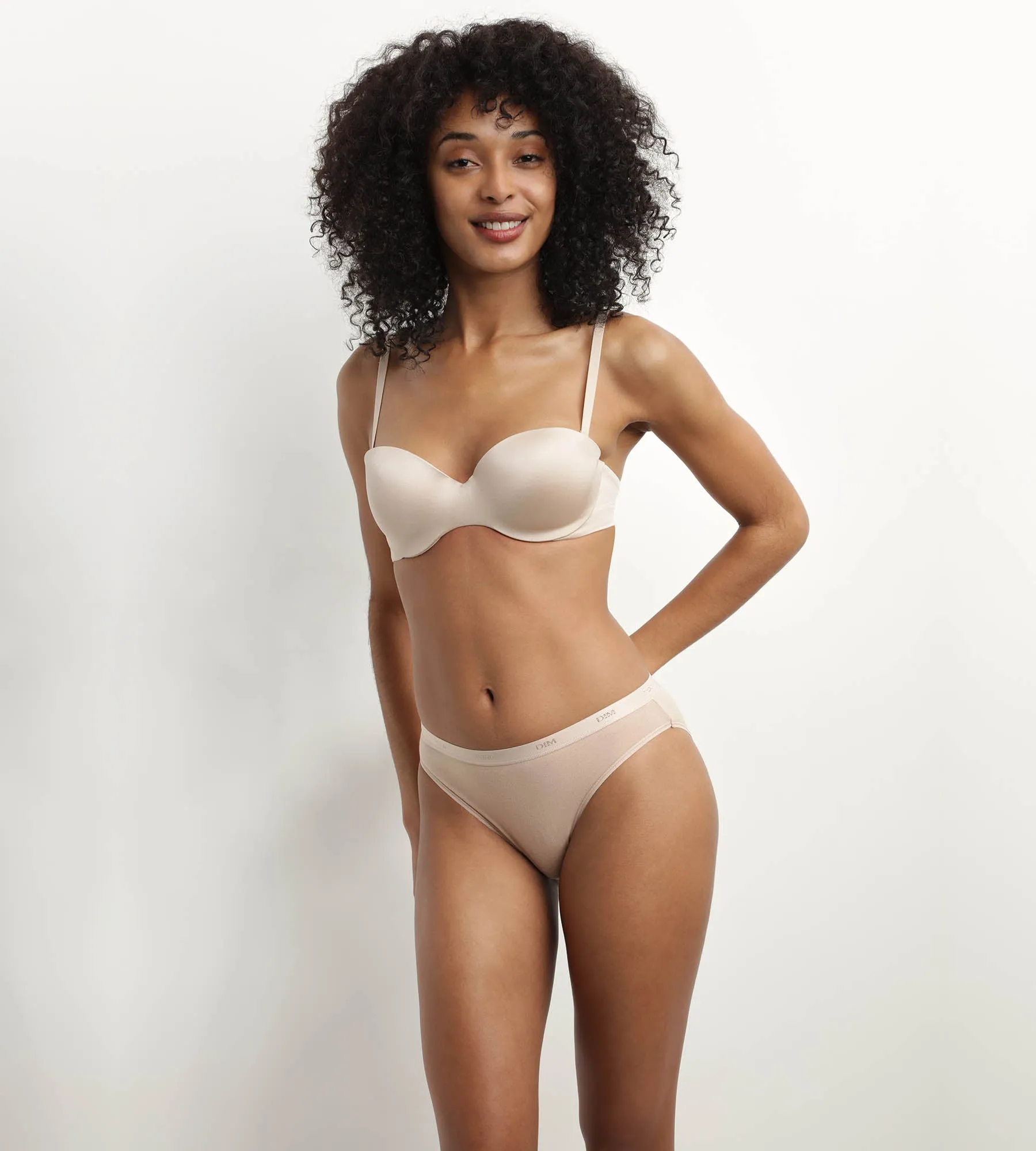 Soutien-gorge bandeau à bretelles amovibles en microfibre nude Dim