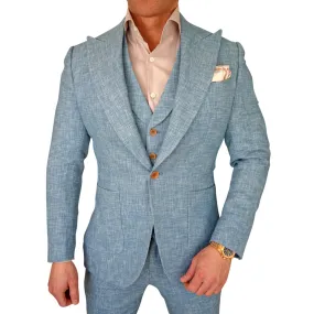 Teal Blu Lino Tweed Jacket