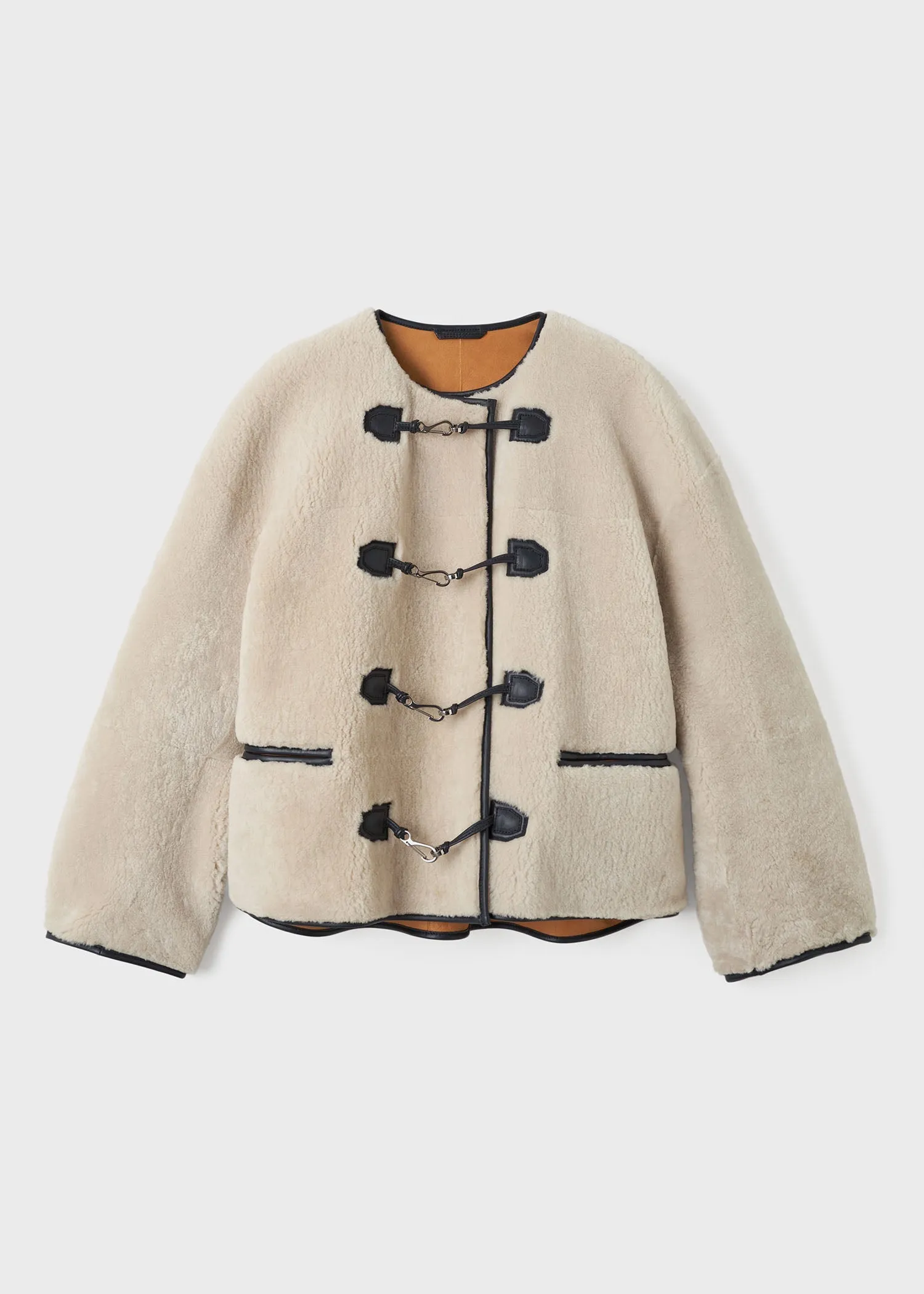 Teddy shearling clasp jacket off-white