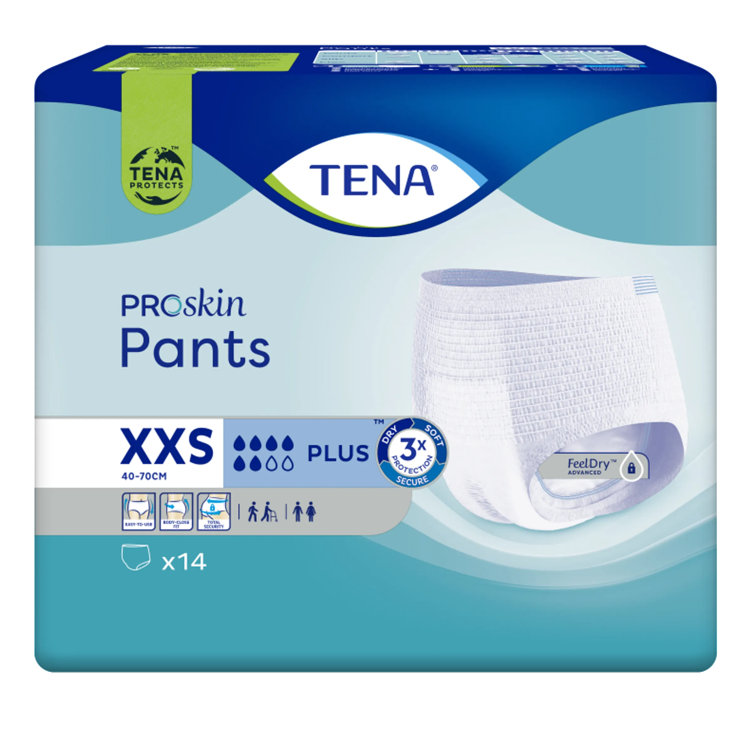 TENA ProSkin Pants Plus XXS 14 - Comfortabele incontinentiebroekjes voor optimale bescherming