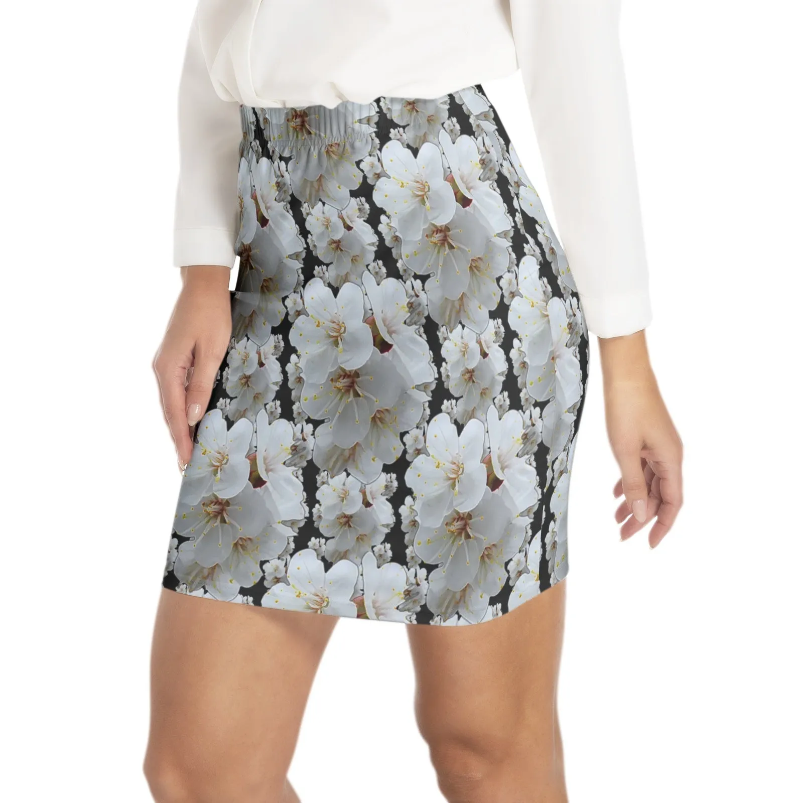 TRP Floral Print 01-01 Designer Elastic Waist Bodycon Mini Skirt