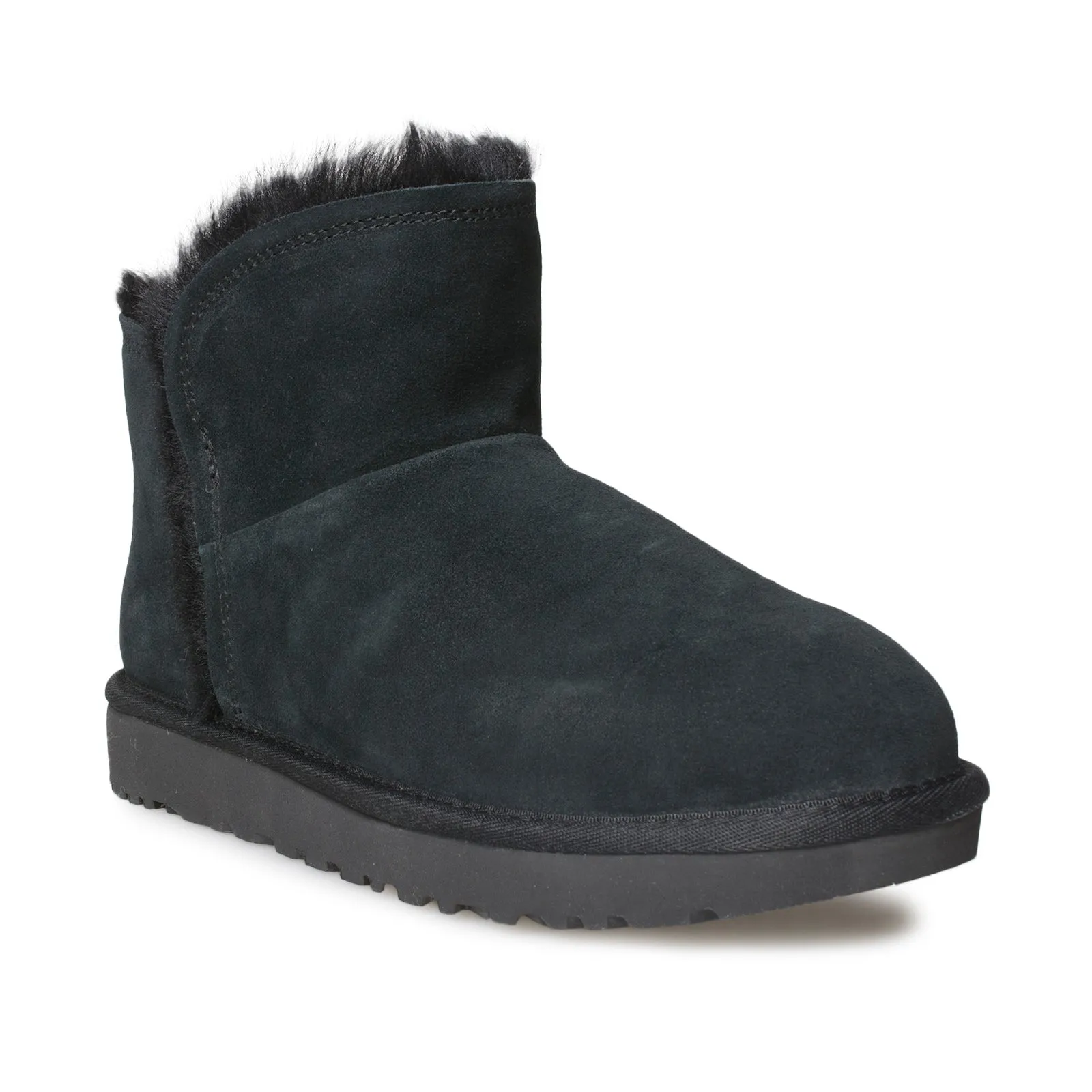 UGG Classic Mini Fluff High Low Black Boots - Women's