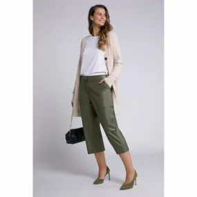 Ulla Popken Khaki Leather Look Culottes