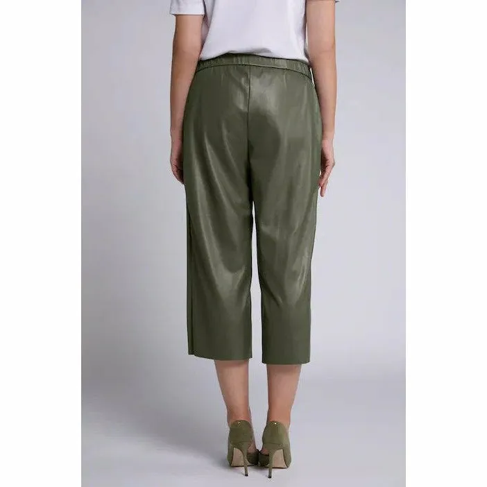 Ulla Popken Khaki Leather Look Culottes