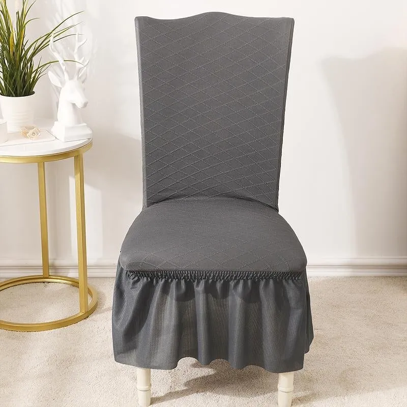 Universal High Elasticity Skirt Chair Cover Light Gray