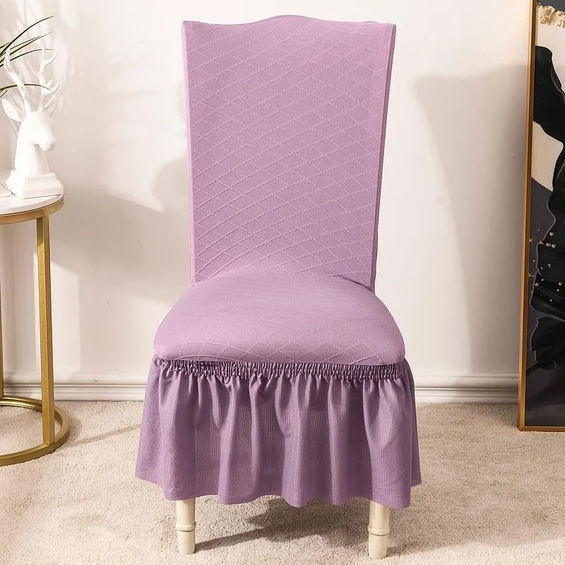 Universal High Elasticity Skirt Chair Cover Light Gray