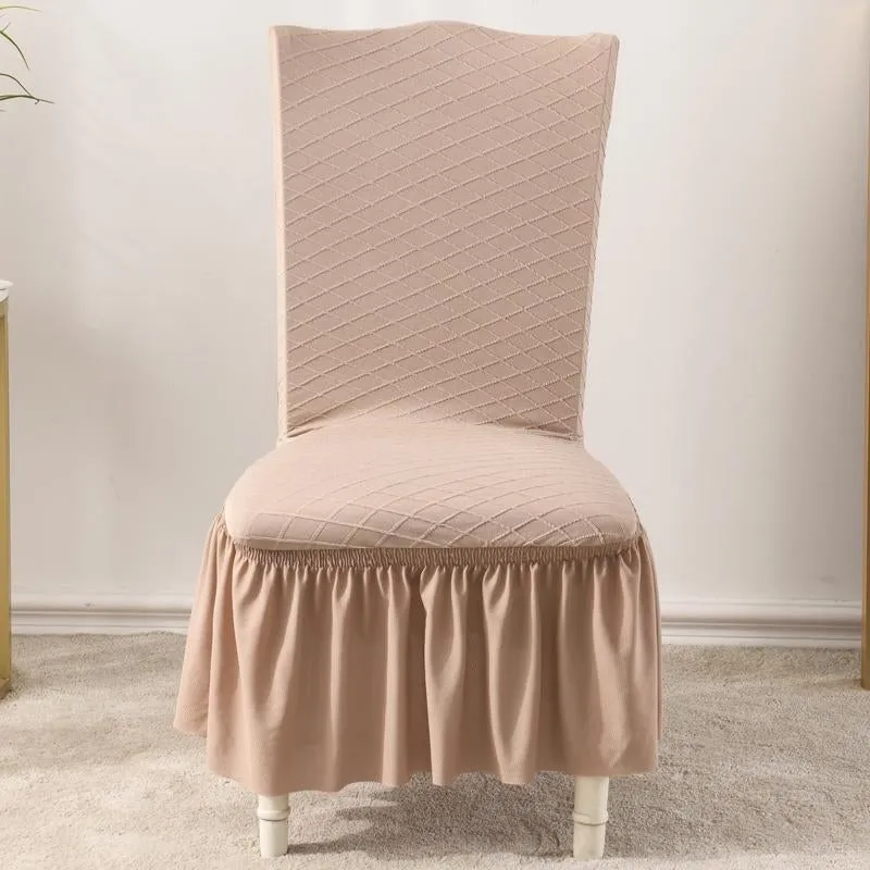 Universal High Elasticity Skirt Chair Cover Light Gray