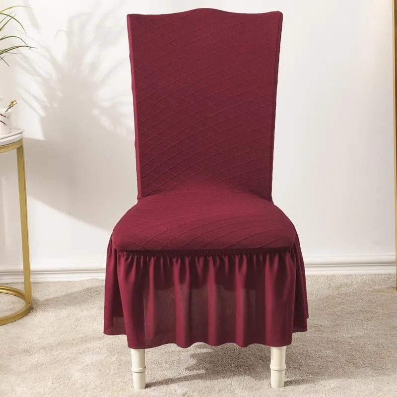 Universal High Elasticity Skirt Chair Cover Purple