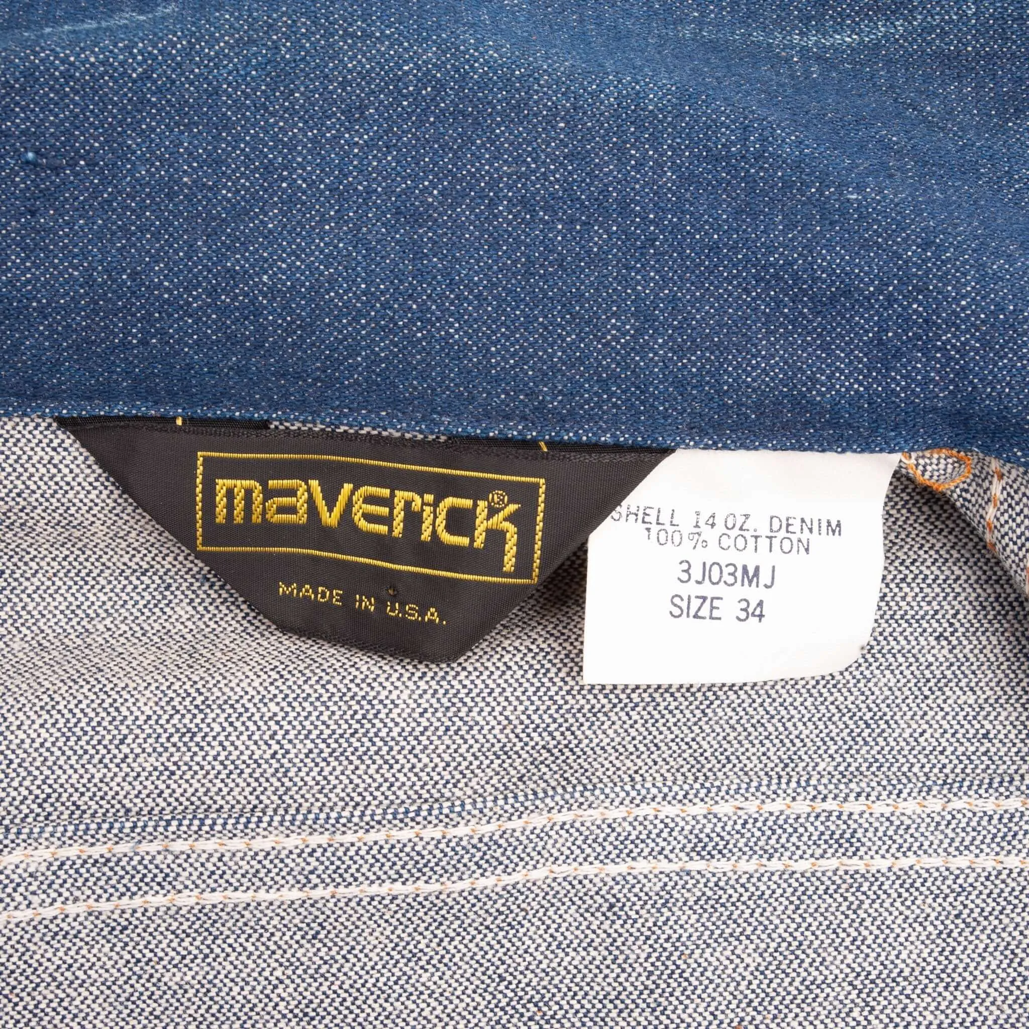 VINTAGE MAVERICK BLUE BELL DENIM JACKET 3J03MJ 1980S SIZE 34 MADE USA DEADSTOCK