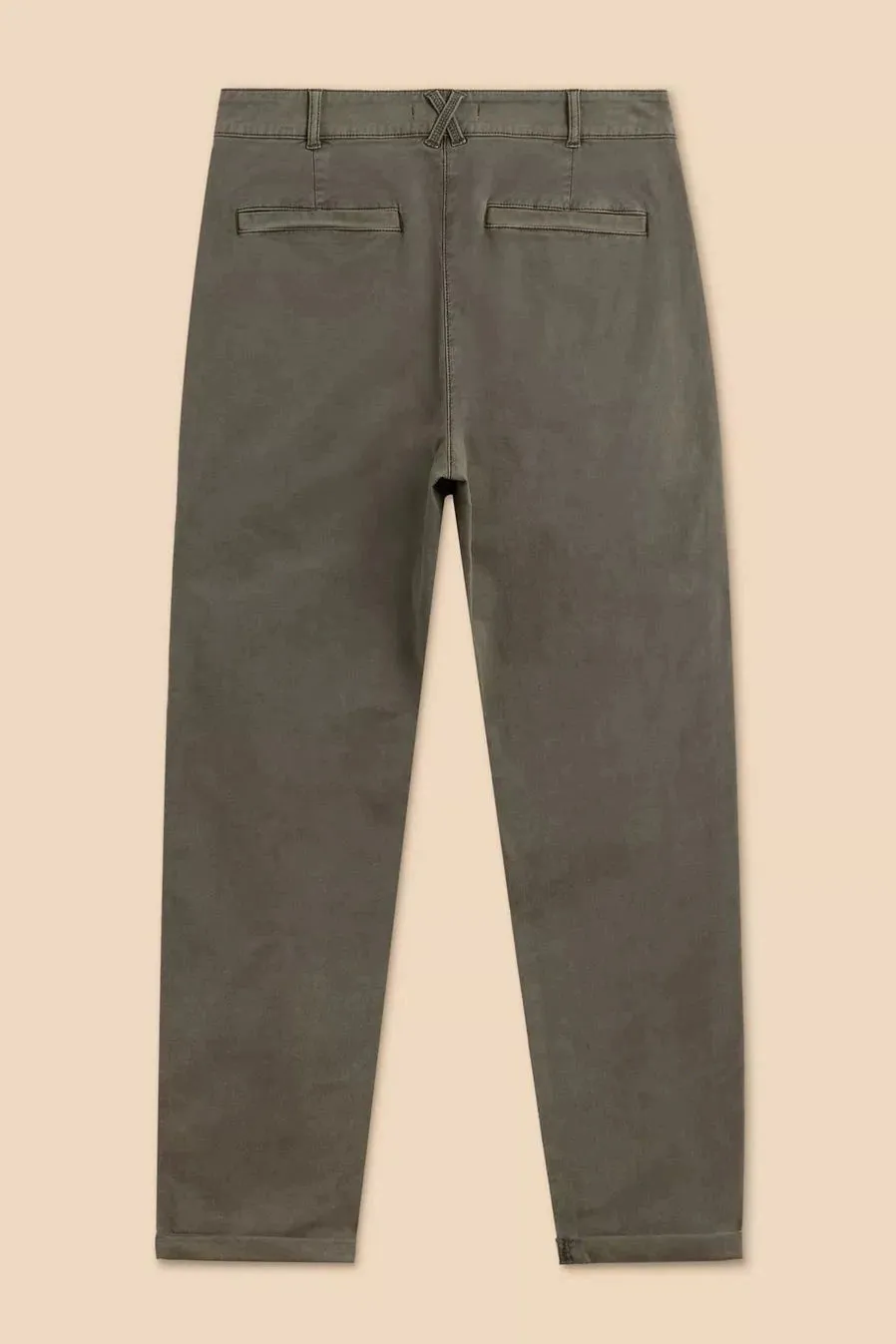 White Stuff Twister Organic Chino Trousers in Khaki Green