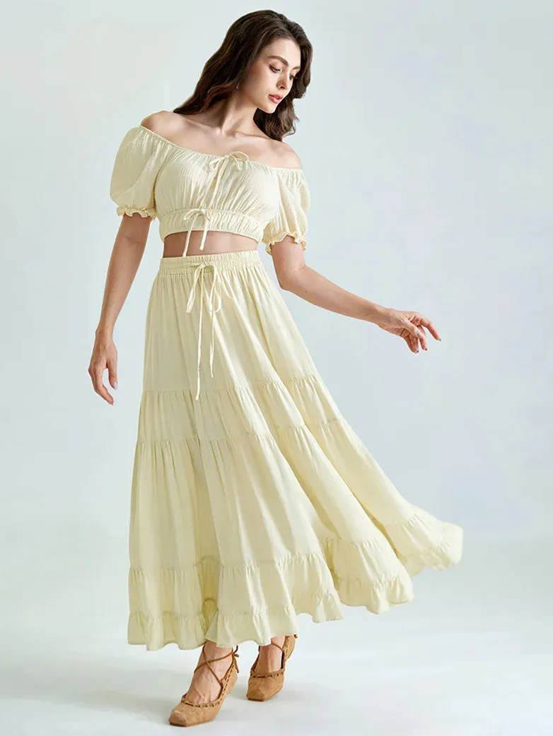 Women Renaissance Swing Skirt Tiered Maxi Pocket Skirt