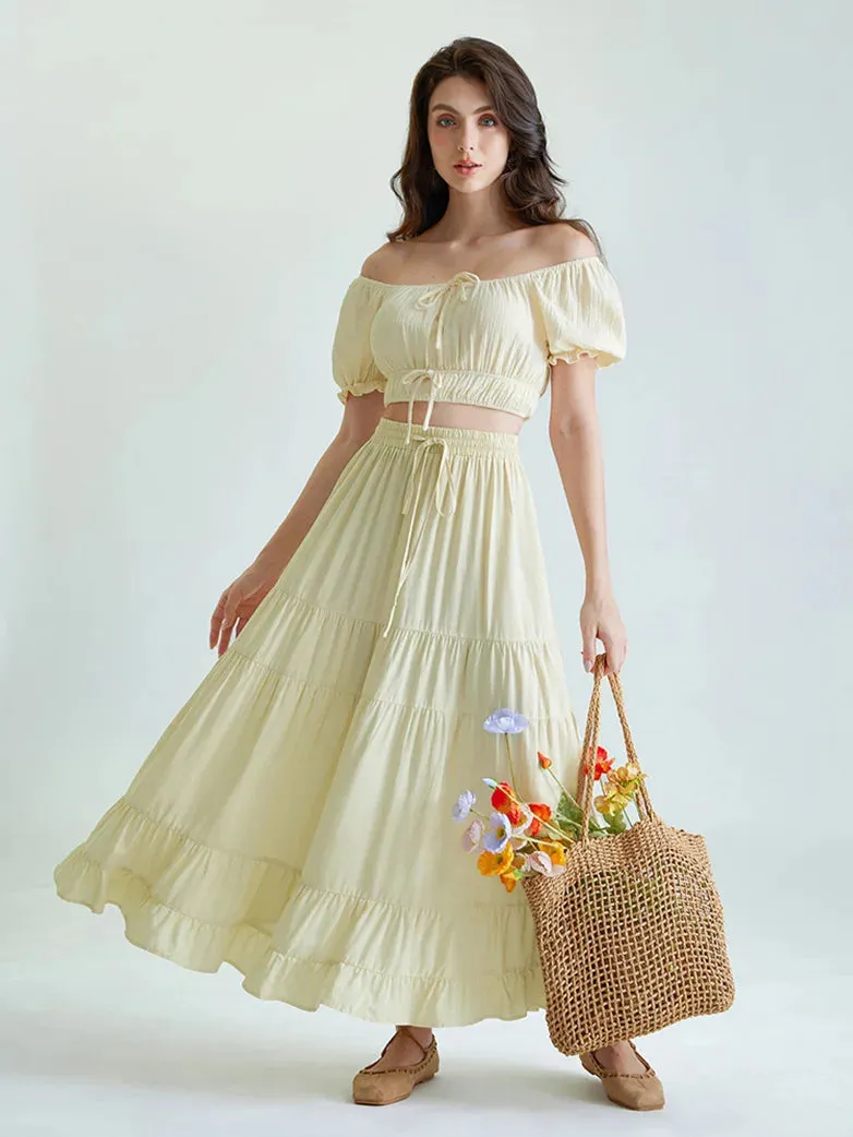 Women Renaissance Swing Skirt Tiered Maxi Pocket Skirt