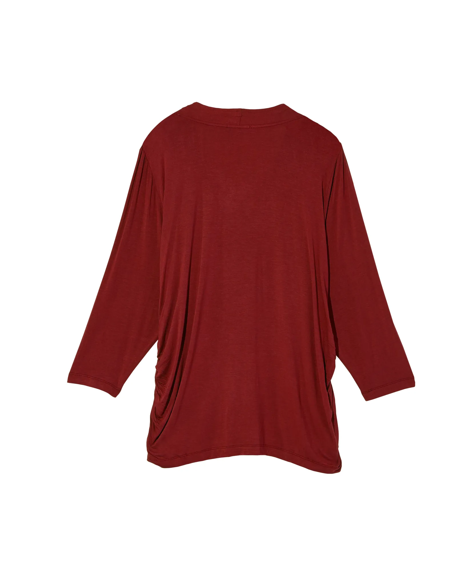 Xendra 3/4 Sleeve Top with Shirring | Burgundy