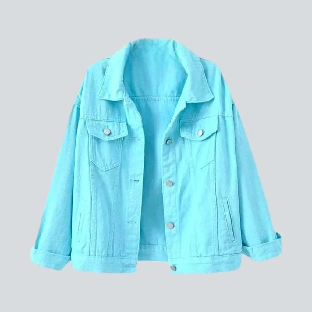 Y2k color jeans jacket for ladies