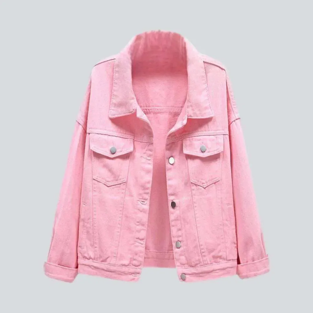 Y2k color jeans jacket for ladies