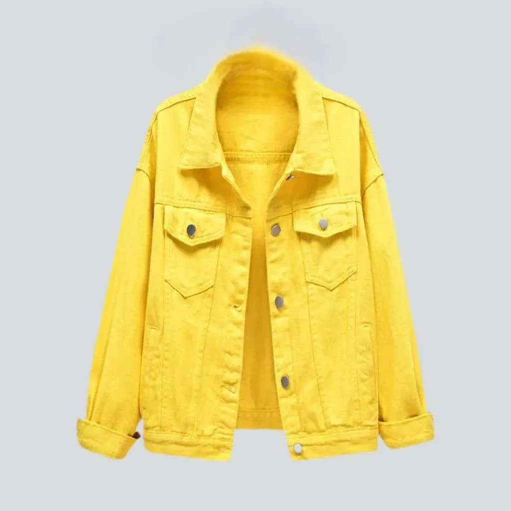 Y2k color jeans jacket for ladies