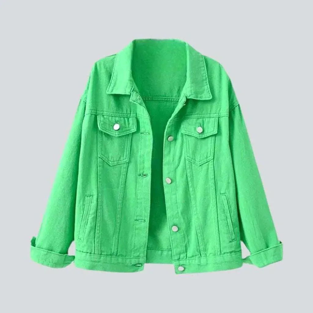 Y2k color jeans jacket for ladies